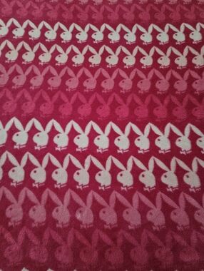 Playboy Classic Rabbit Heads Pink Plush Fleece Blanket Size 48" x 60"